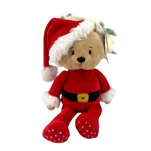 Baby Ganz Plush Teddy Bear Rattle Christmas Red Santa Elf 12" Stuffed Animal - Picture 1 of 11